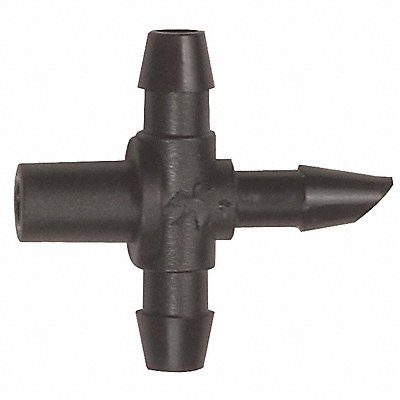Tee 1/4 in Tubing Black Plastic PK10