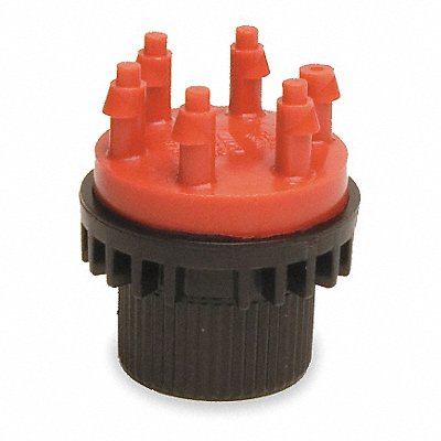 Six Outlet Emitter Red/Black Plastic