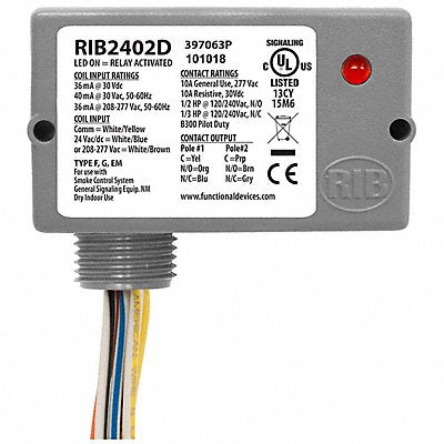 Relay 24VAC/DC 208-277VAC 10A DPDT