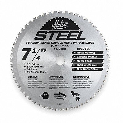 Metal Cutting Circular Saw Blade 7 1/4in