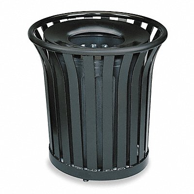 Trash Can 36 gal Black Steel