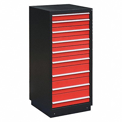 ModDrwrCab 62 x27.75 x28 Blk/Red 9Drwr
