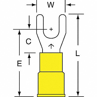 Fork Terminal Std #10 Stud Yellow PK500