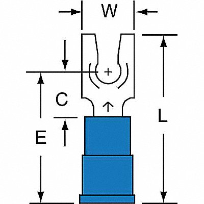 Fork Terminal Lockng #6 Stud Blue PK1000