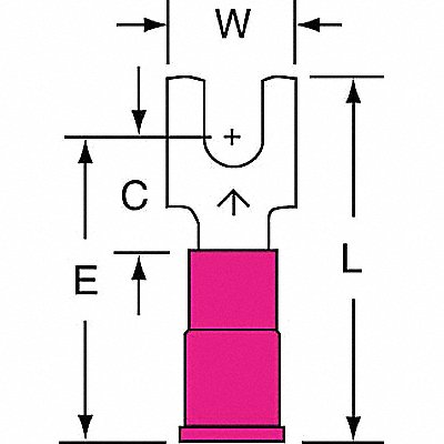 Fork Terminal Block #6 Stud Red PK25