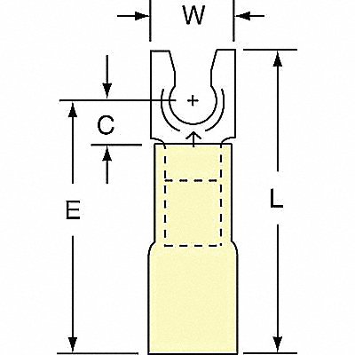 Fork Terminl Lockng #8 Stud Yellow PK250