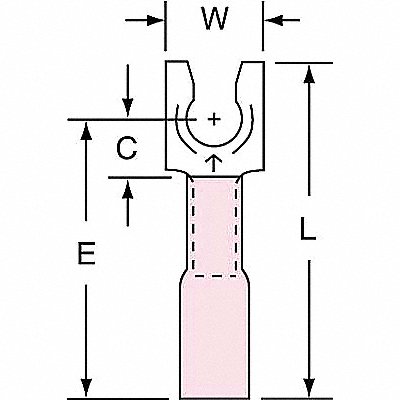 Fork Terminal Lockng #8 Stud Red PK250