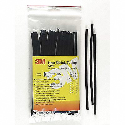 Shrink Tubing 6 in Blk 0.45 in ID PK100