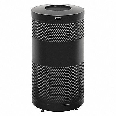 Trash Can 25 gal Black Steel