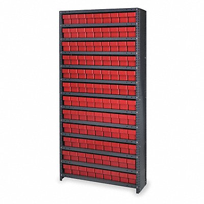 D5586 Enclosed Bin Shlvng 12x75x36in Red