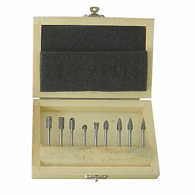 Carbide Bur Set Dbl Cut 1/8 9pcs
