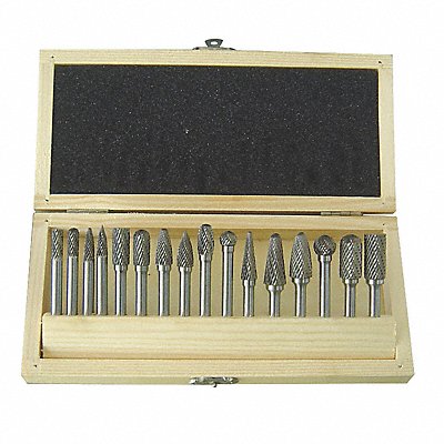 Carbide Bur Set Dbl Cut 1/4 16pcs