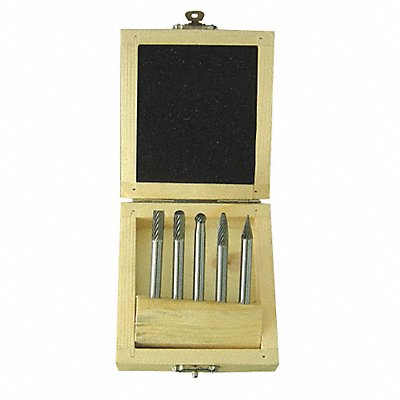 Carbide Bur Set Single Cut 1/4 5pcs