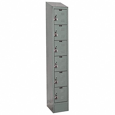 D4835 Box Locker Louvered 1 Wide 6 Tier Gray