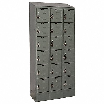 D4834 Box Locker Louvered 3 Wide 6 Tier Gray