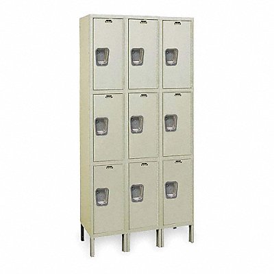 K4137 Wrdrb Lockr Solid 3 Wide 3 Tier Tan