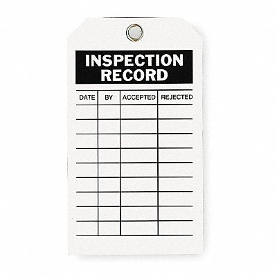 Inspection Tag 7 x 4 In Bk/Wht Met PK10