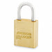 Keyed Padlock 3/4 in Rectangle Gold