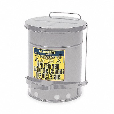 E6820 Oily Waste Can 10 gal Steel Silver