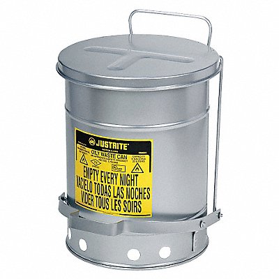 E6821 Oily Waste Can 14 gal Steel Silver