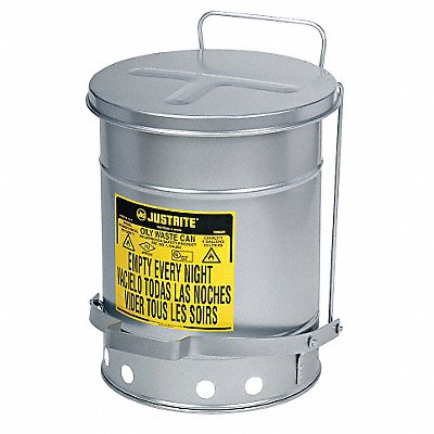 E6822 Oily Waste Can 21 gal Steel Silver