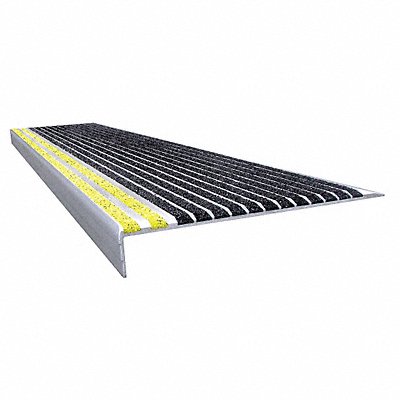 Stair Tread Blk/Ylw 48 W Extruded Alum