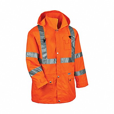 D2323 Rain Jacket w/Hood Hi-Vis Orange 3XL