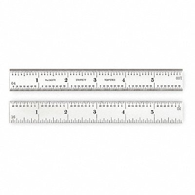 Steel Rule Spring Tempered 6 In 7R Grad