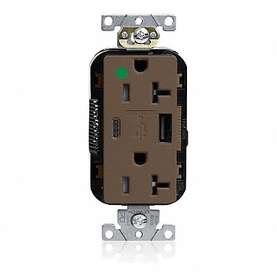 USB Charger Receptacle 1 hp Brown