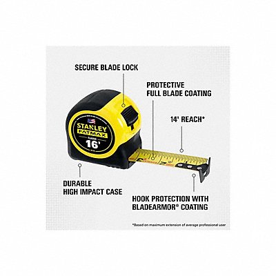 Tape Measure 1-1/4 Inx16 ft Yellow/Black