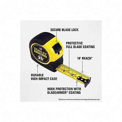 Tape Measure 1-1/4 Inx35 ft Yellow/Black