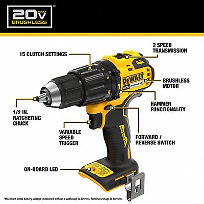 Cordless Hammerdrills 20V DC Bare Tool