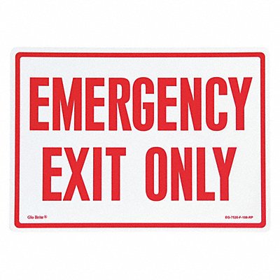 Emergency Exit Only Red On PL 14 x10 