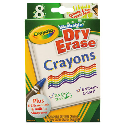 CRAYON,DRY ERASE, 8PK,AST