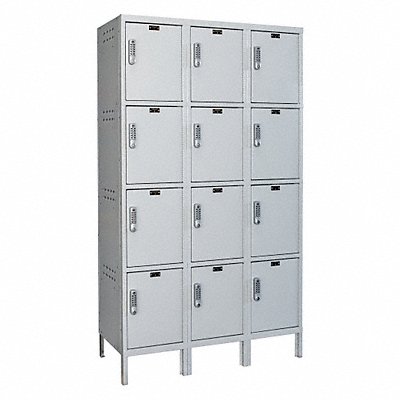 Box Locker Solid 3 Wide 4 Tier Gray