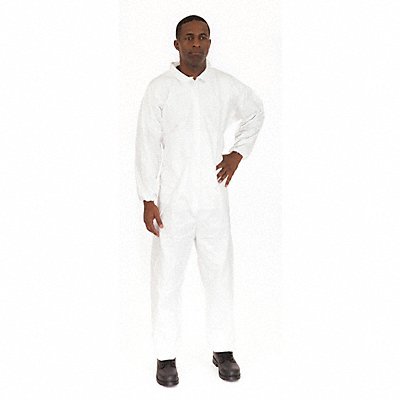 Collared Coverall Elastic White 3XL PK25