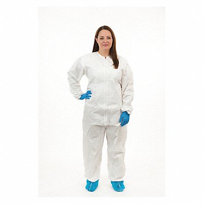 Collared Coverall Elastic White XL PK25