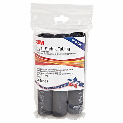 Shrink Tubing 6 in Blk 0.8 in ID PK3