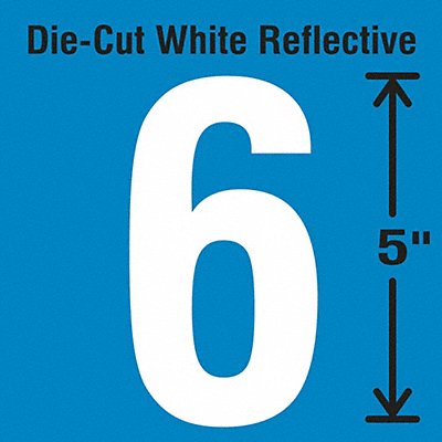 Die-Cut Reflective Number Label 6 PK5