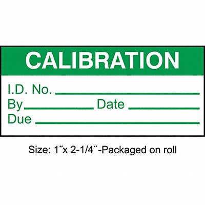 Calibration Label ENG Green/White PK250