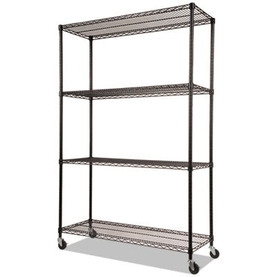 SHELVING,WIRE,48X18,4S,BK