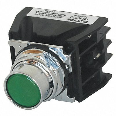Push Button with Contacts Green Flush