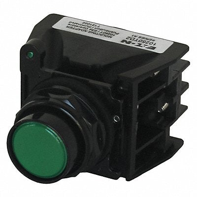Push Button with Contacts Green Flush