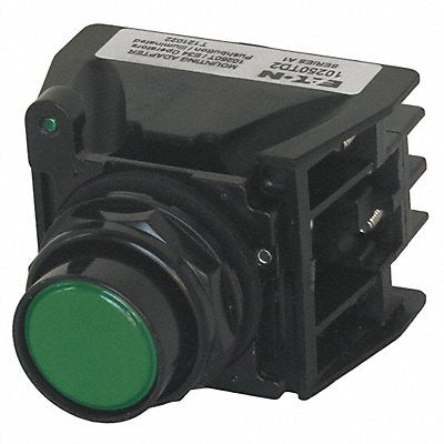 Push Button with Contacts Green Flush