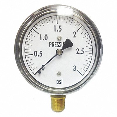 Low Pressure Gauge Bottom 3 psi