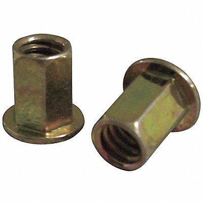 Rivet Nut Hex Steel Clear Trivalent PK25