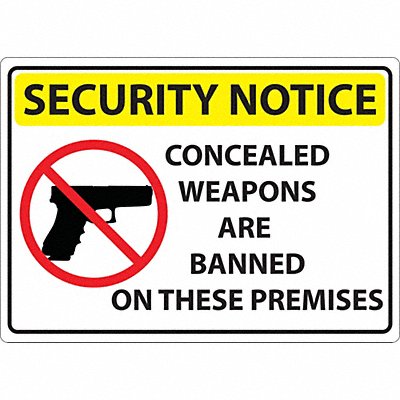 Concealed Carry Sign 10in x 14in Plastic