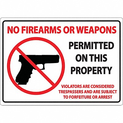 Concealed Carry Sign 7in x 10in Plastic