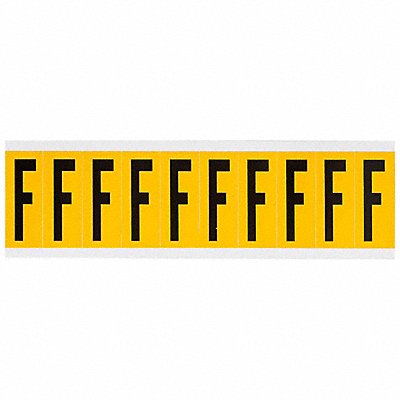 Letter Label F 2-1/4inH Blck/Yellw Vinyl