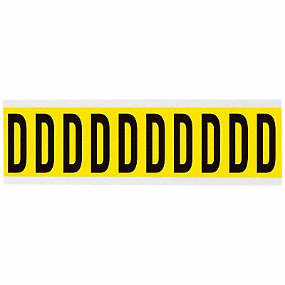 Letter Label D 8inW Black/Yellow Vinyl